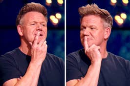gordon ramsay with his hand resting on his face